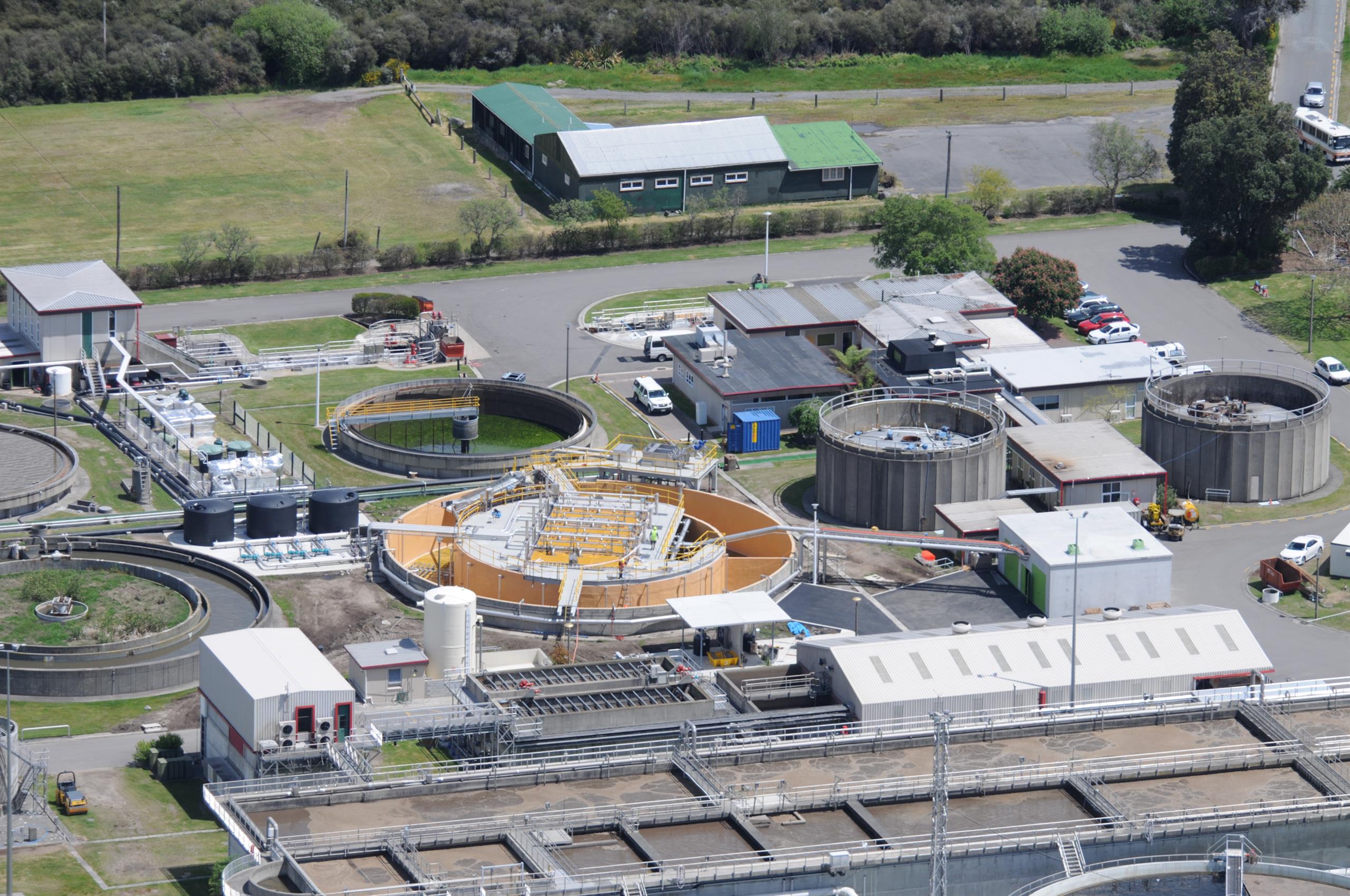 Aerial view showing membrane bioreactor plant contained within existing tank